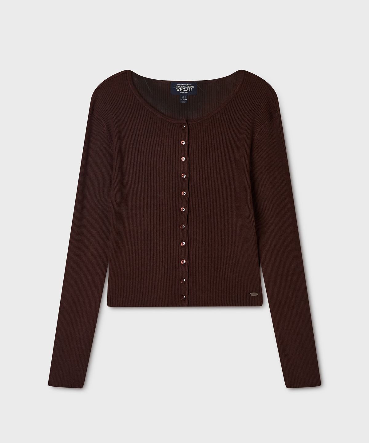 후아유(WHO.A.U) Ribbed Button Cardigan / WHCKG4822F