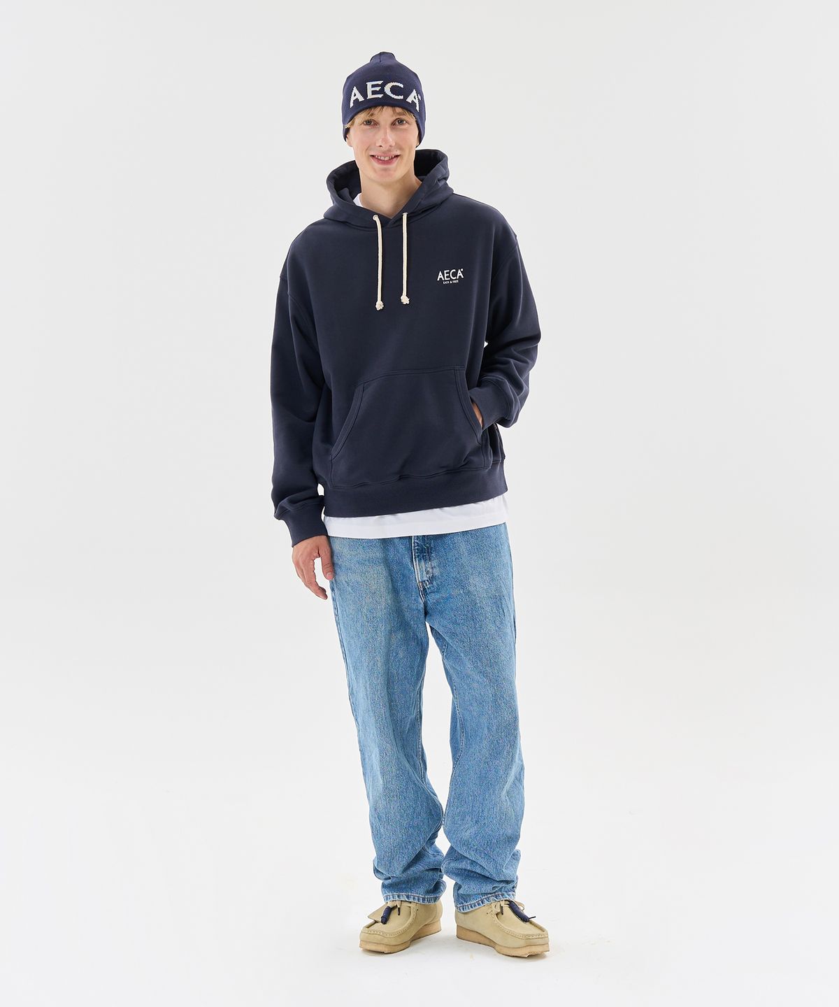에이카화이트(AECA) AECA SIGNATURE HOODIE-NAVY