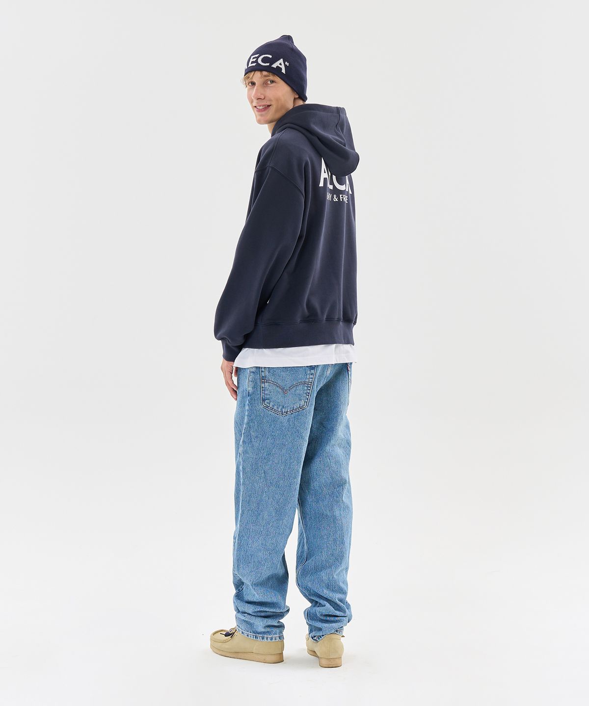 에이카화이트(AECA) AECA SIGNATURE HOODIE-NAVY