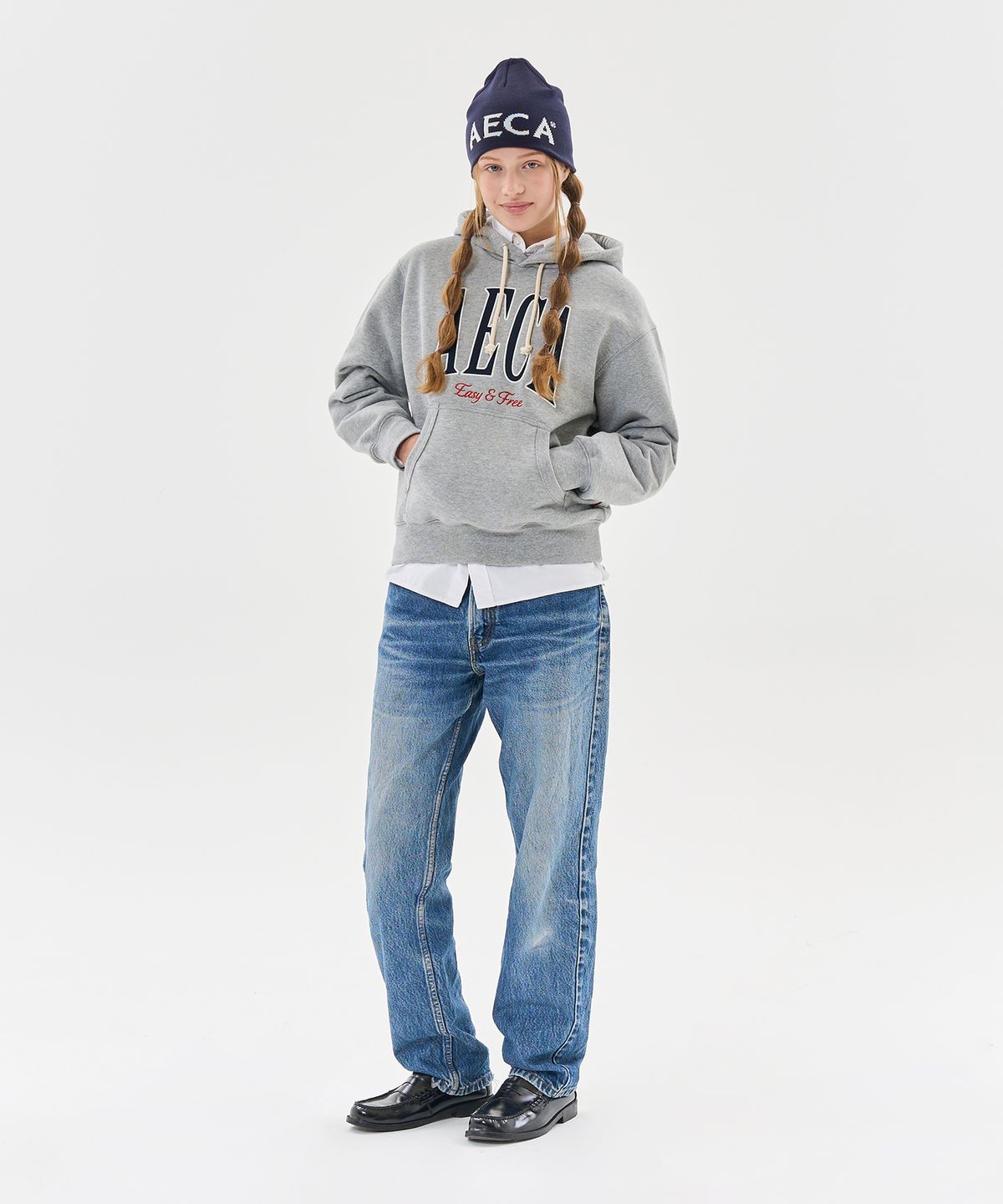 에이카화이트(AECA) AECA SYMBOL FELT HOODIE-GREY