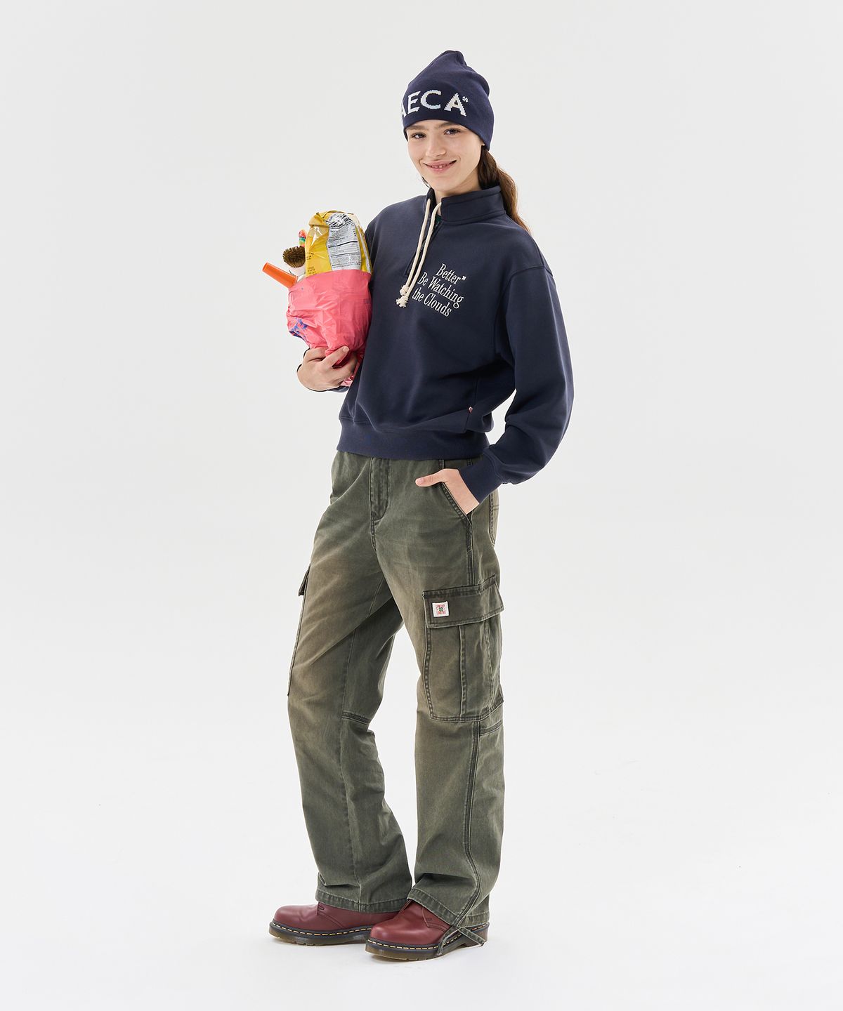 에이카화이트(AECA) BETTER HALF ZIP UP SWEAT SHIRTS-NAVY