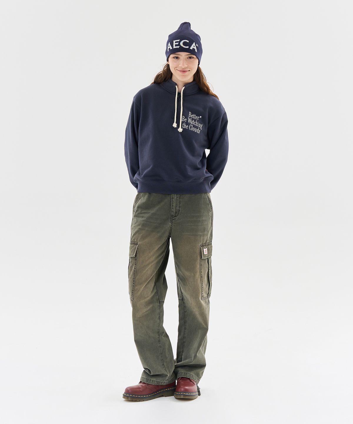에이카화이트(AECA) BETTER HALF ZIP UP SWEAT SHIRTS-NAVY