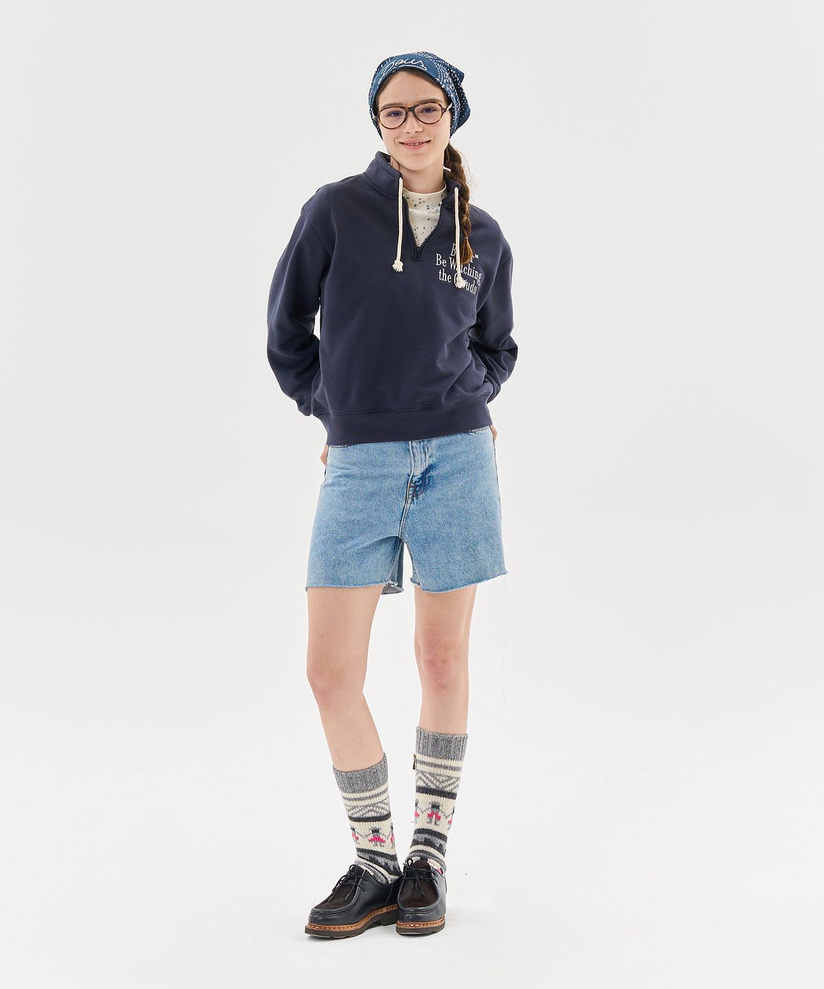 에이카화이트(AECA) BETTER HALF ZIP UP SWEAT SHIRTS-NAVY