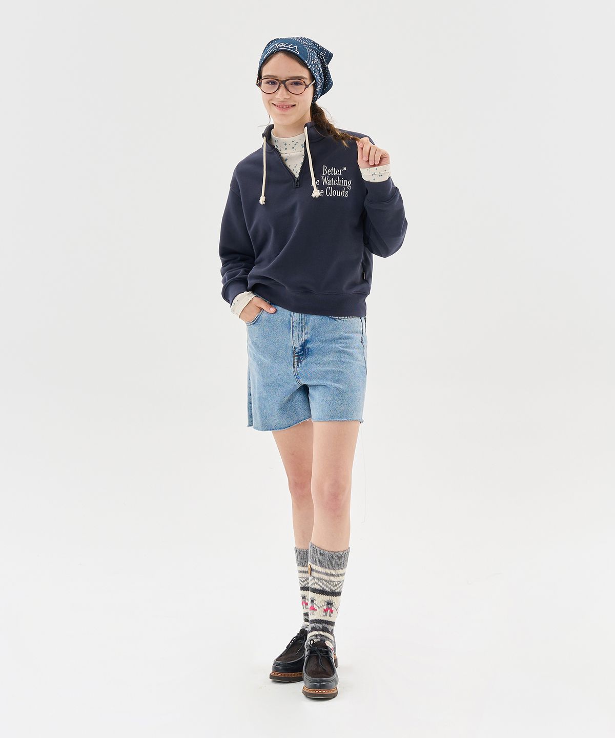 에이카화이트(AECA) BETTER HALF ZIP UP SWEAT SHIRTS-NAVY