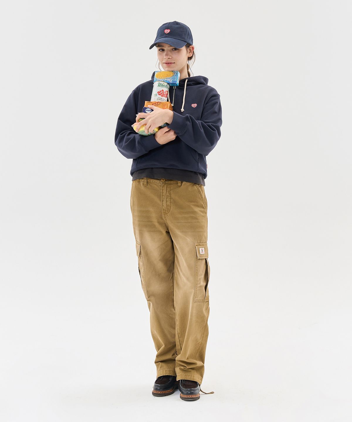 에이카화이트(AECA) AECA LOVE HALF ZIP UP HOODIE-NAVY