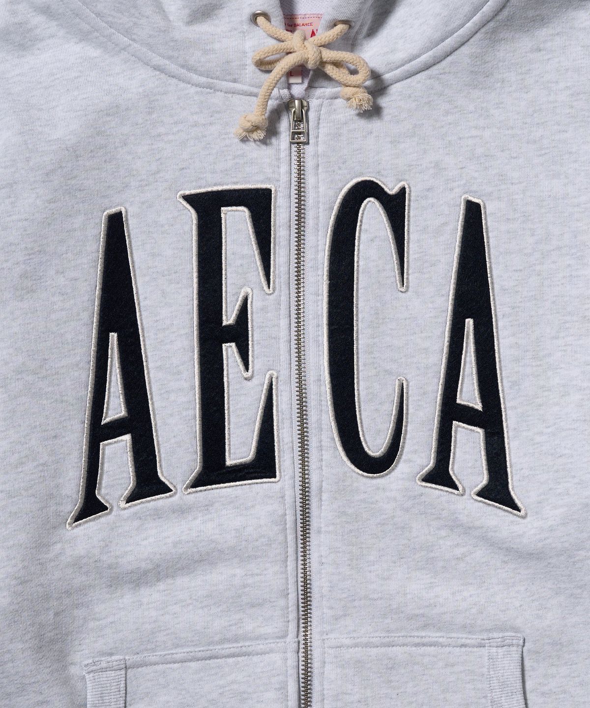 에이카화이트(AECA) AECA APPLIQUE ZIP UP HOODIE-LIGHT GREY