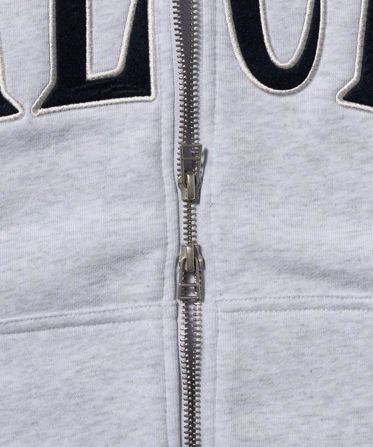 에이카화이트(AECA) AECA APPLIQUE ZIP UP HOODIE-LIGHT GREY