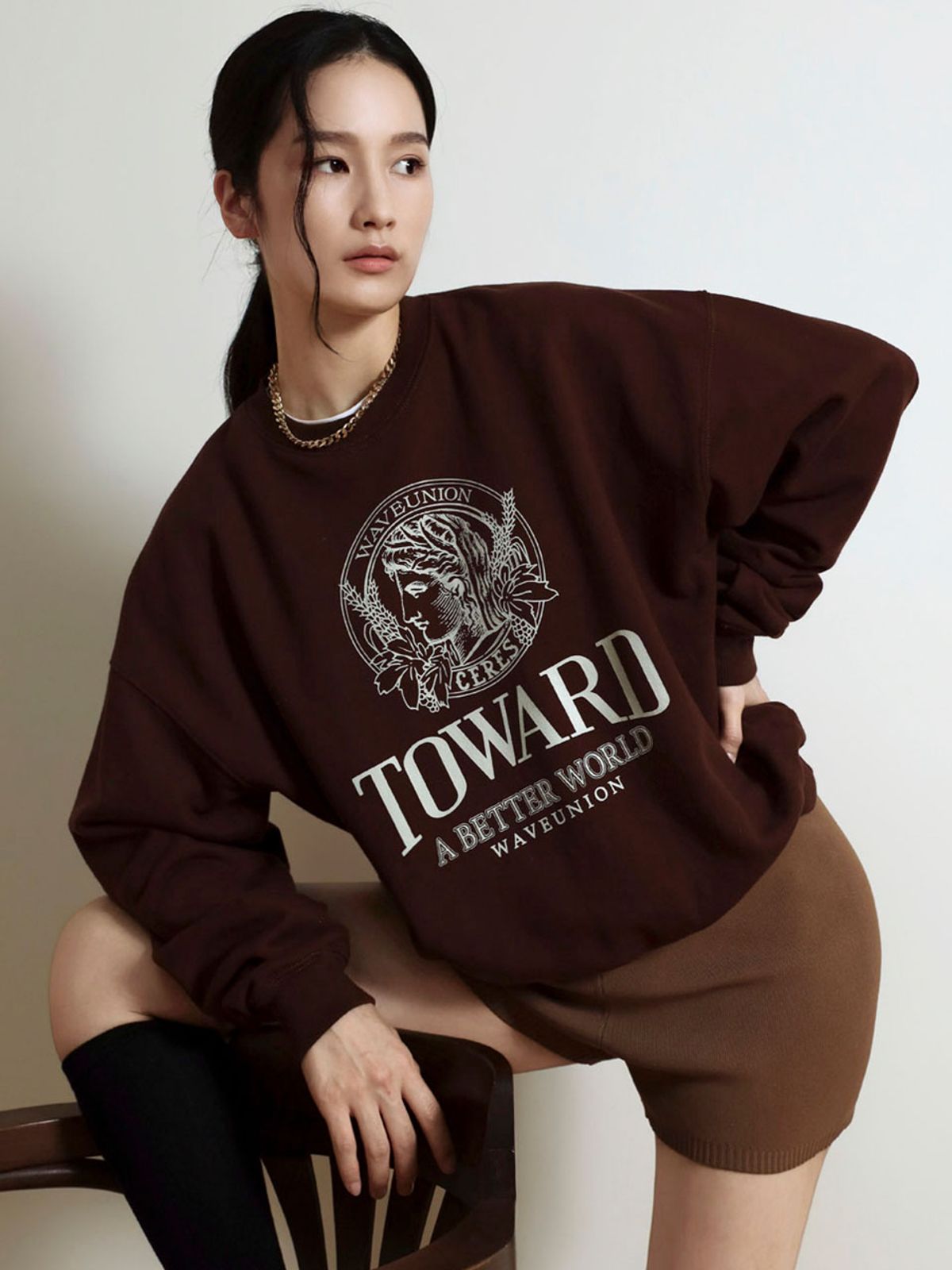 웨이브유니온(WAVE UNION) Toward Sweatshirt brown