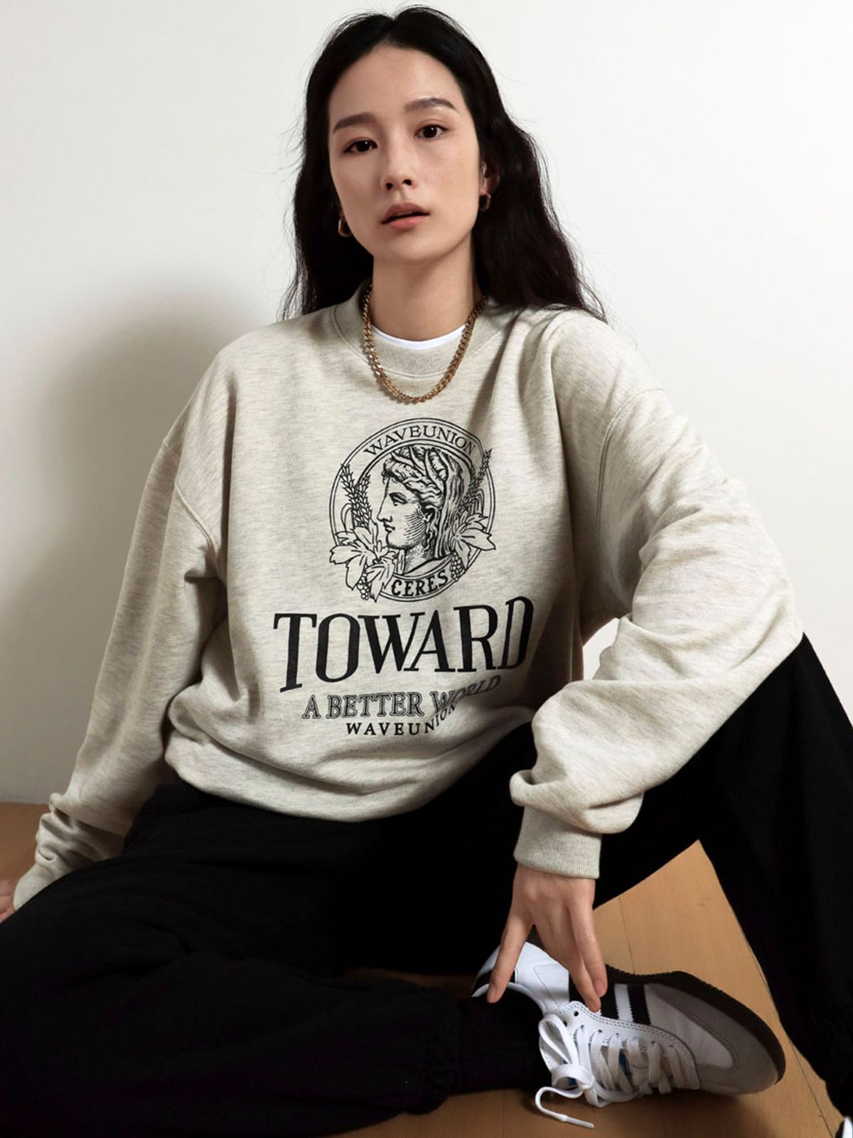 웨이브유니온(WAVE UNION) Toward Sweatshirt heather oatmeal