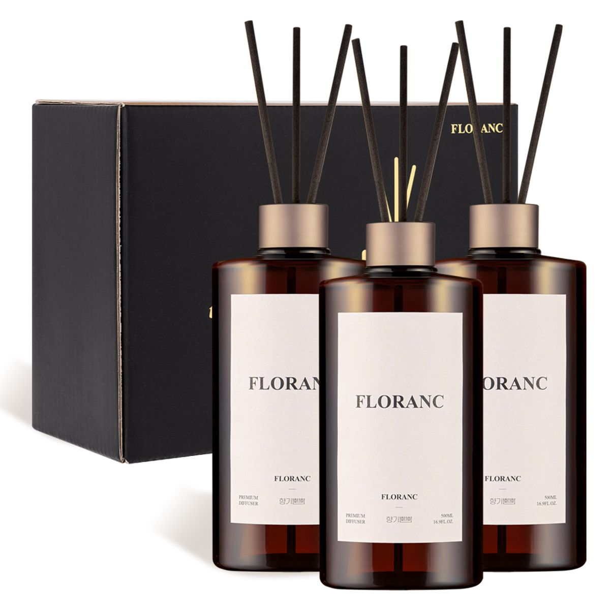 플로랑(FLORANC) 대용량 인테리어 디퓨저 500ml 3개입 선물세트