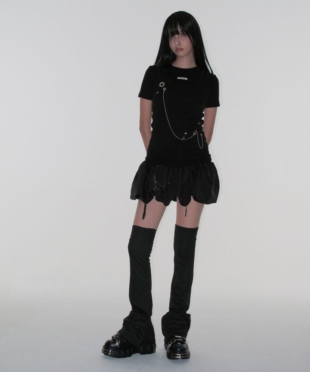 MUSINSA公式 | CRANK レースストラップバルーンスカートパンツ_ブラック