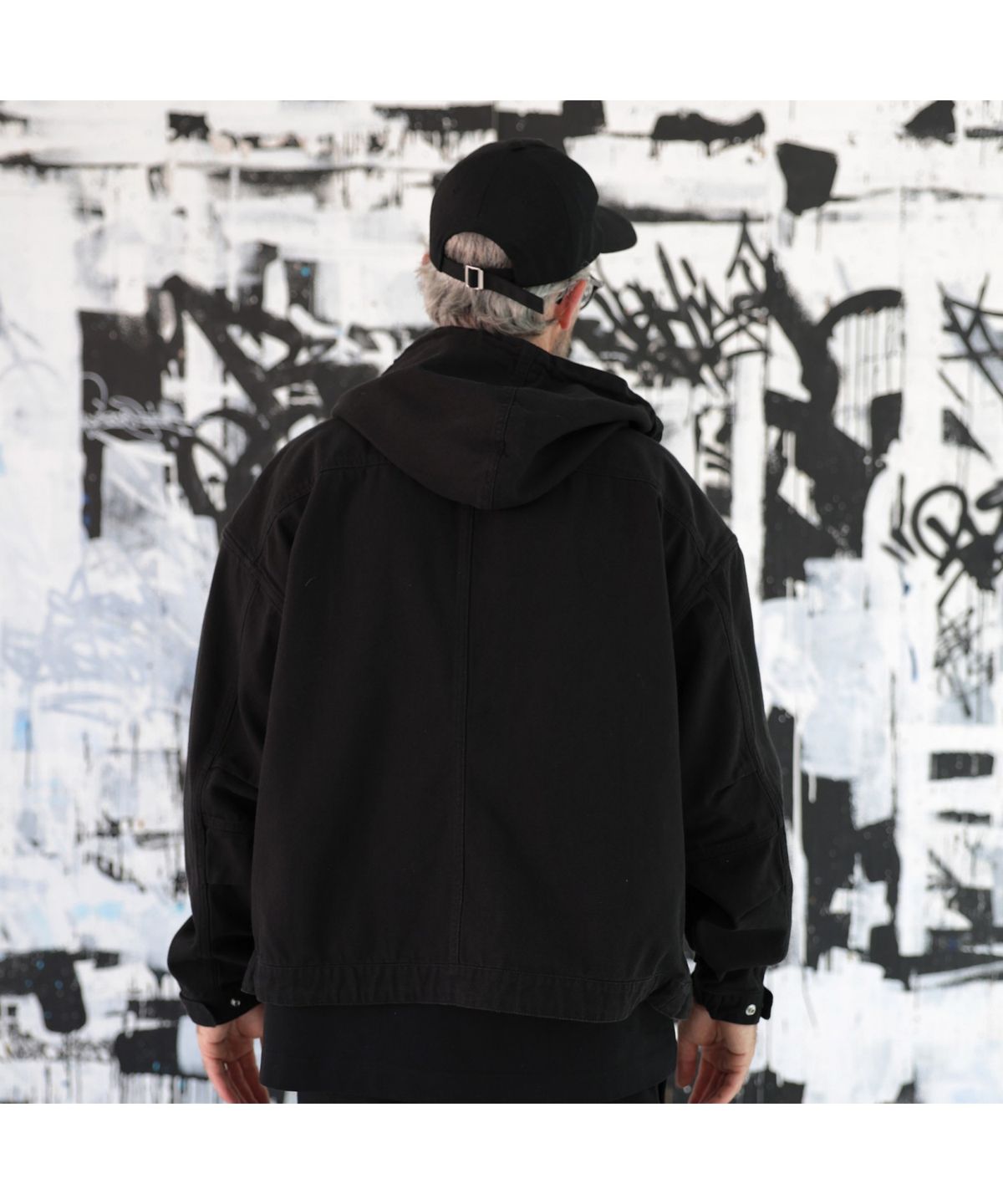 커스텀멜로우(CUSTOMELLOW) [BISCO SMITH] Black Cotton Hood Zip Jacket CWUAW25911BKX