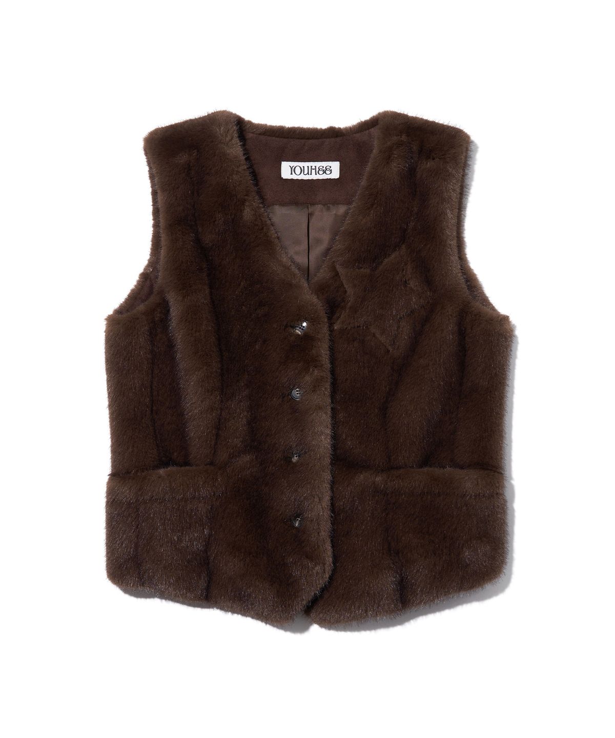유희(YOUHEE) STAR FUR VEST BROWN