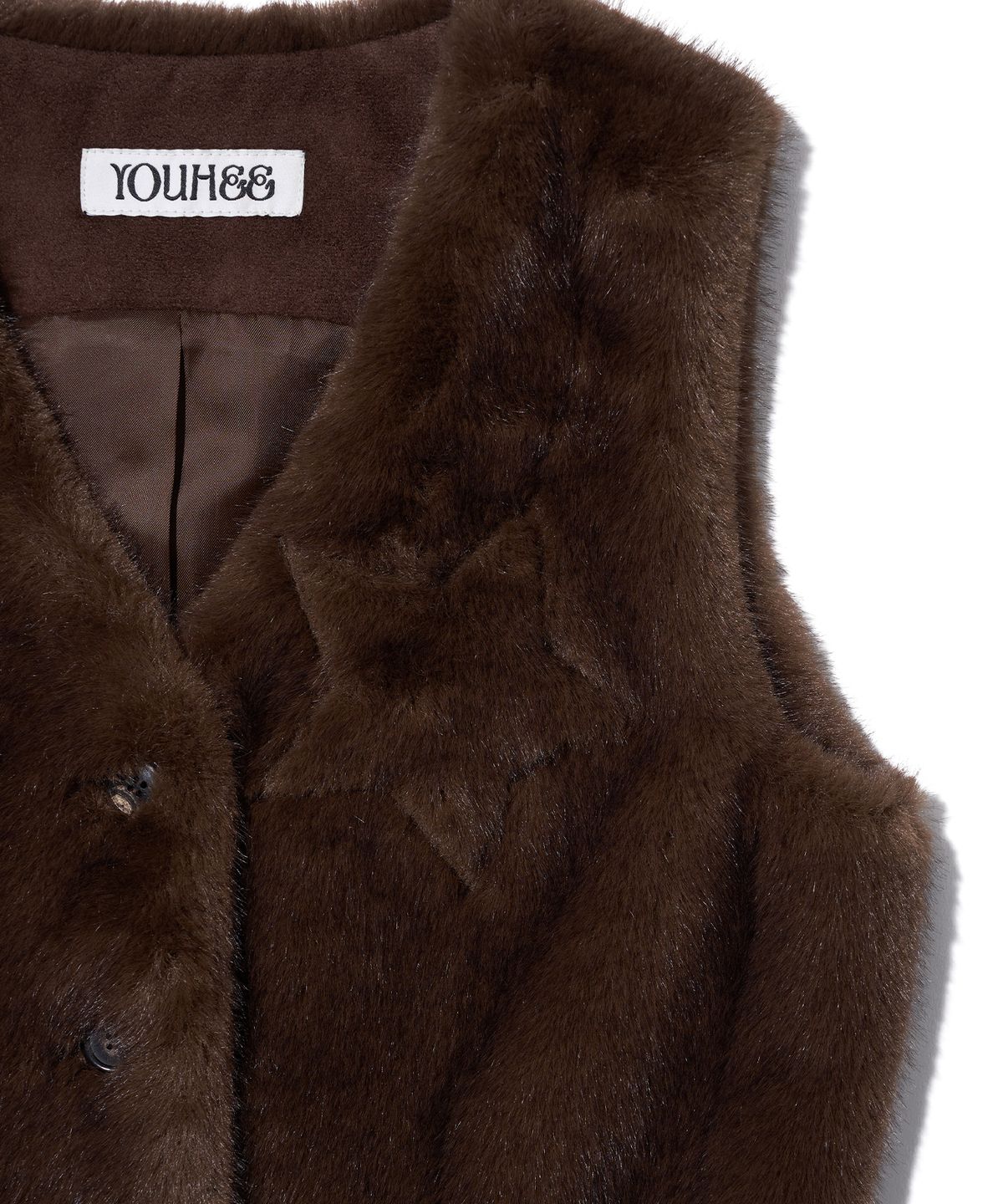 유희(YOUHEE) STAR FUR VEST BROWN