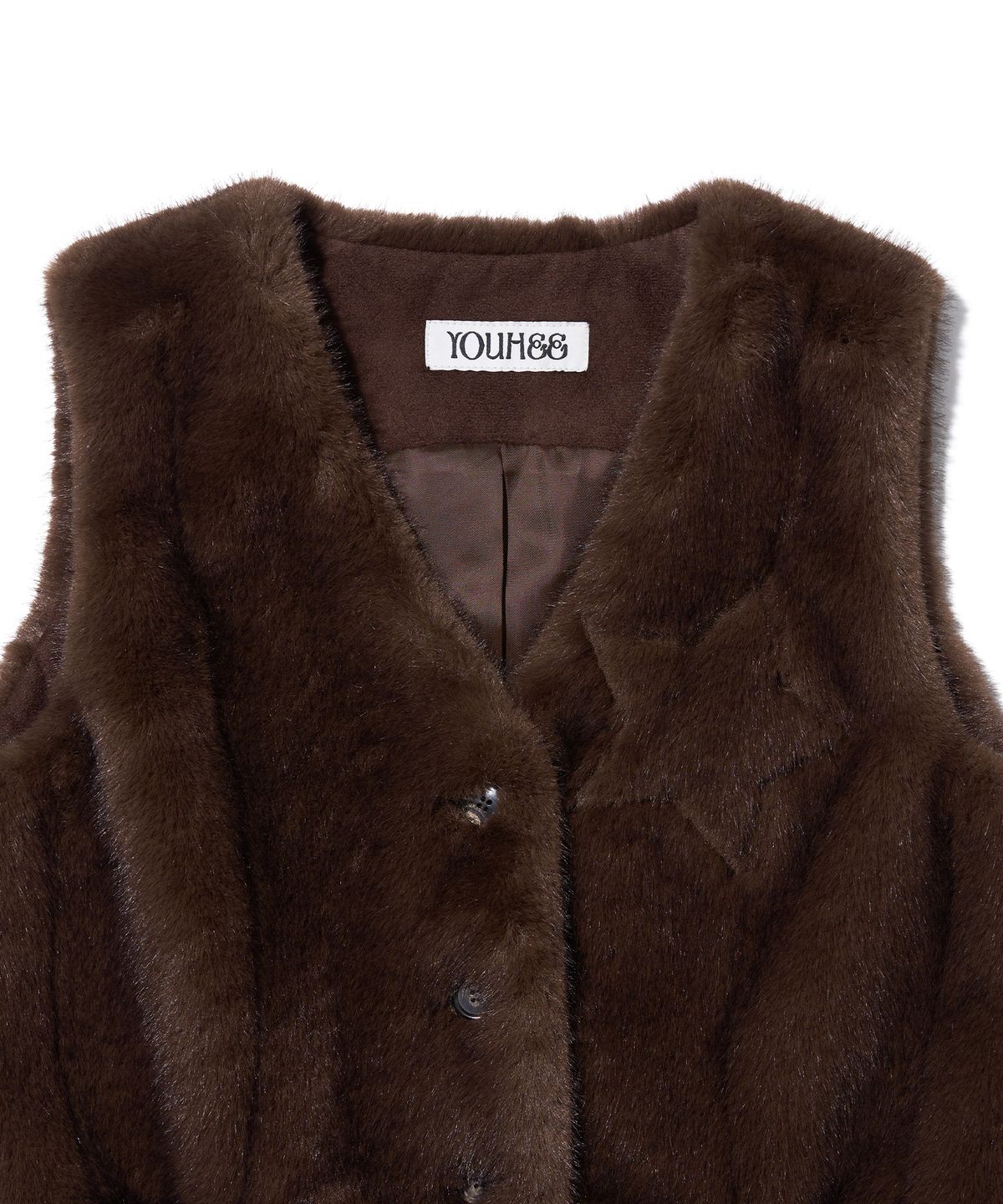유희(YOUHEE) STAR FUR VEST BROWN