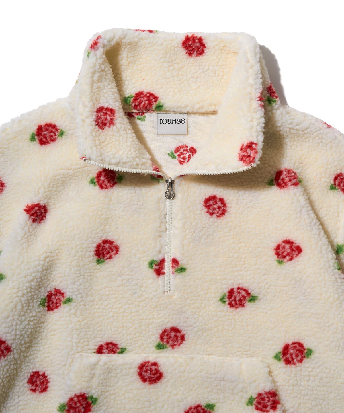 유희(YOUHEE) ROSE PATTERN FLEECE ANORAK IVORY