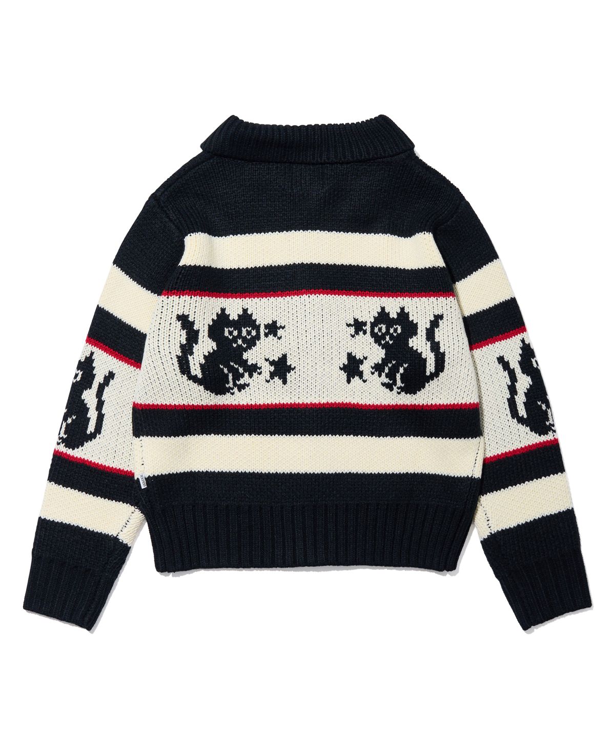 유희(YOUHEE) STAR CAT COWICHAN CARDIGAN BLACK