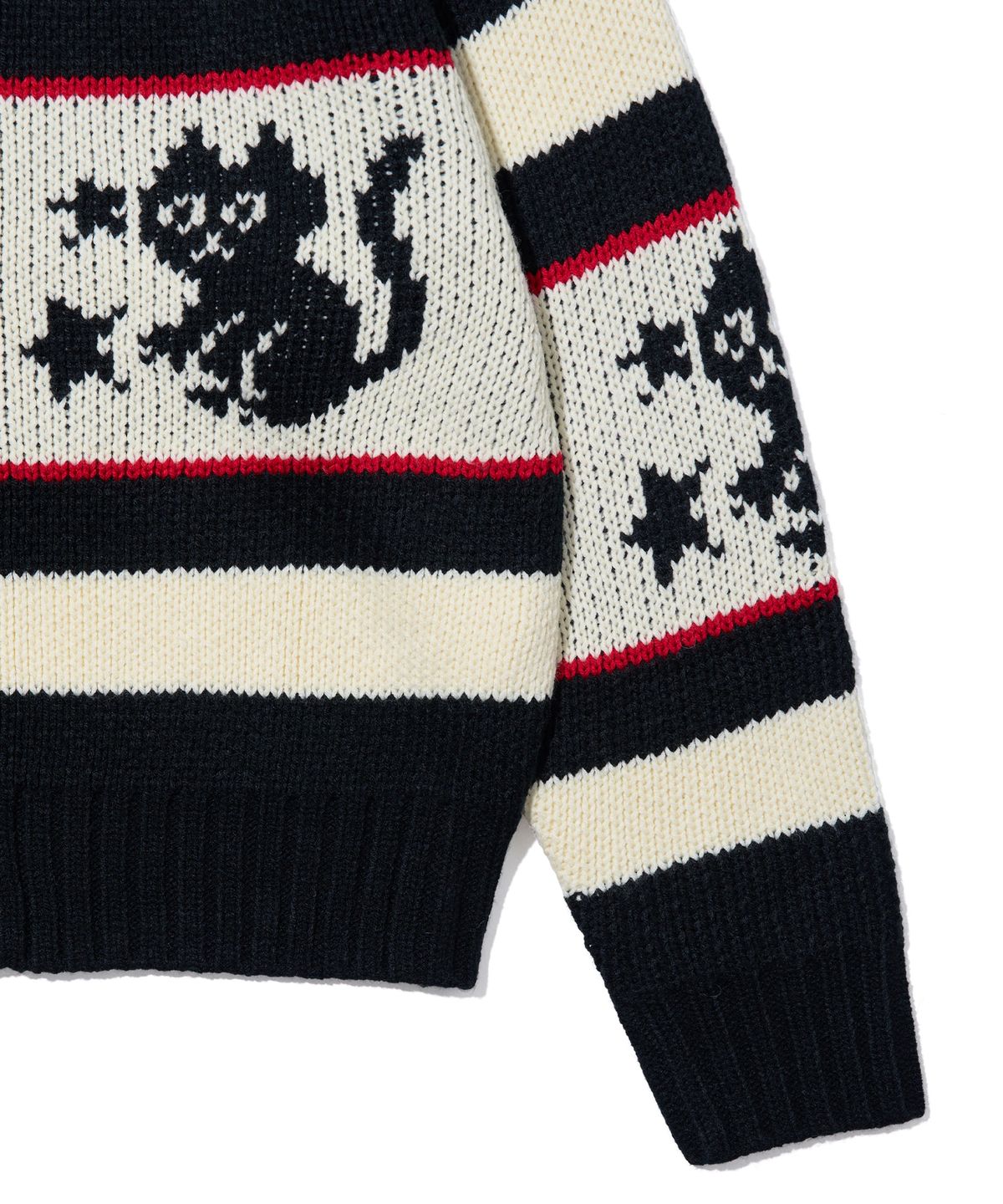 유희(YOUHEE) STAR CAT COWICHAN CARDIGAN BLACK