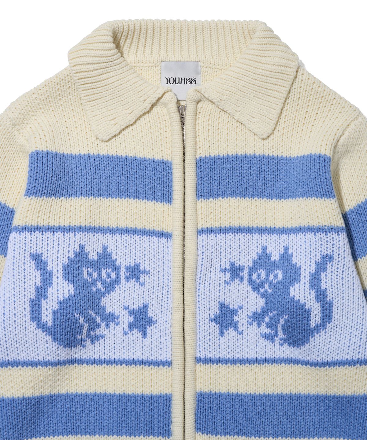 유희(YOUHEE) STAR CAT COWICHAN CARDIGAN IVORY