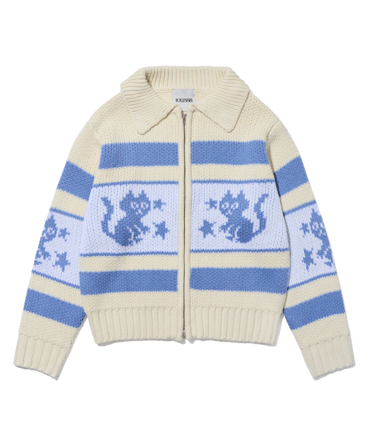 유희(YOUHEE) STAR CAT COWICHAN CARDIGAN IVORY