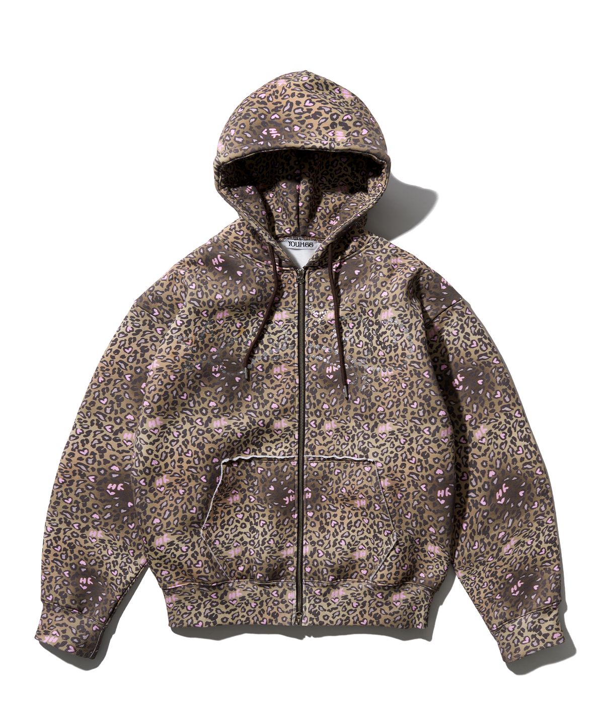 유희(YOUHEE) LEOPARD HOOD ZIP-UP BROWN