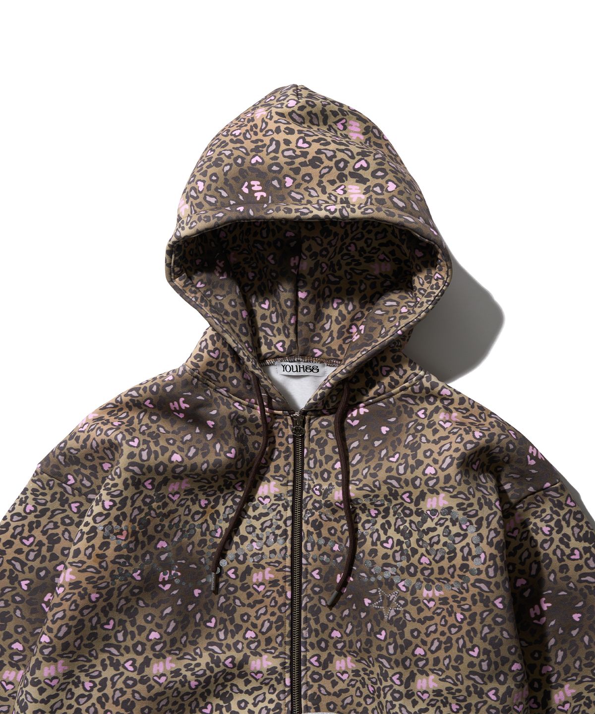 유희(YOUHEE) LEOPARD HOOD ZIP-UP BROWN