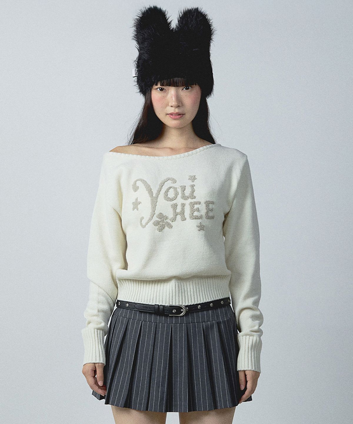 유희(YOUHEE) YOUHEE OFF-SHOULDER KNIT IVORY