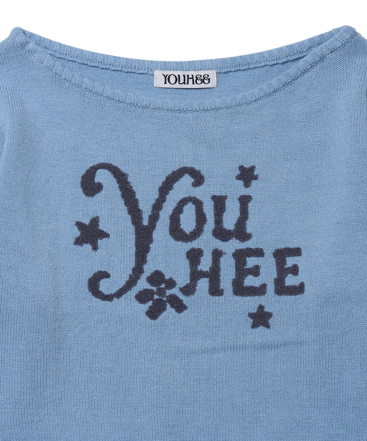유희(YOUHEE) YOUHEE OFF-SHOULDER KNIT LIGHT BLUE