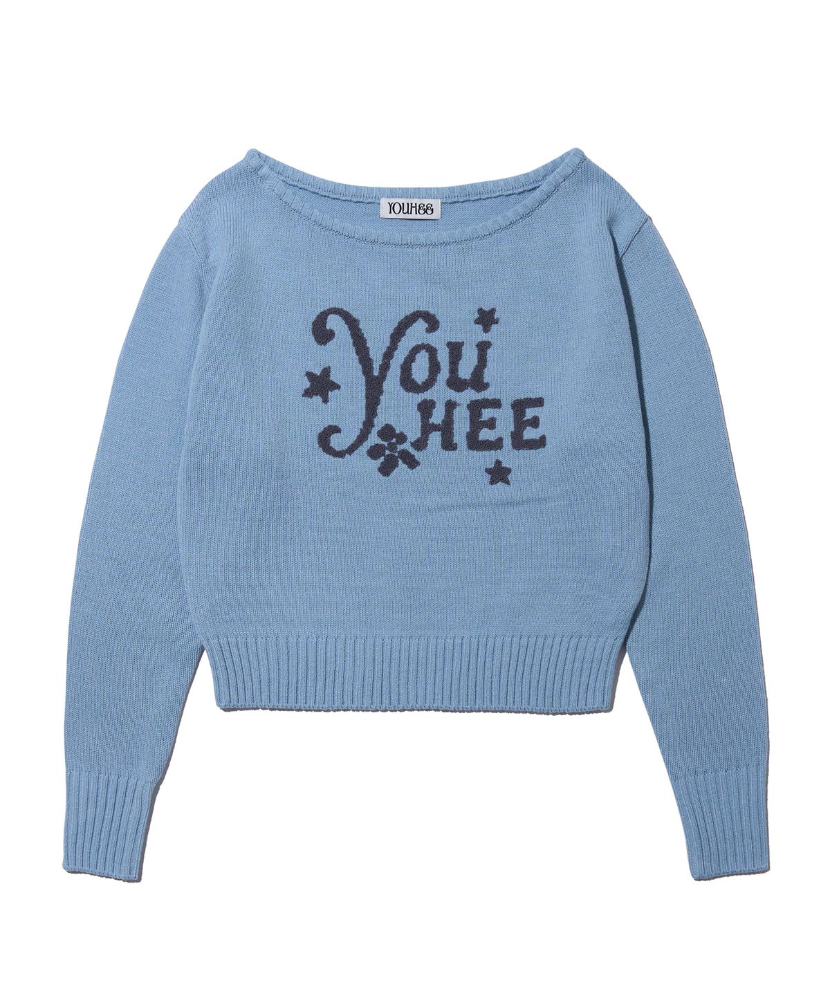 유희(YOUHEE) YOUHEE OFF-SHOULDER KNIT LIGHT BLUE