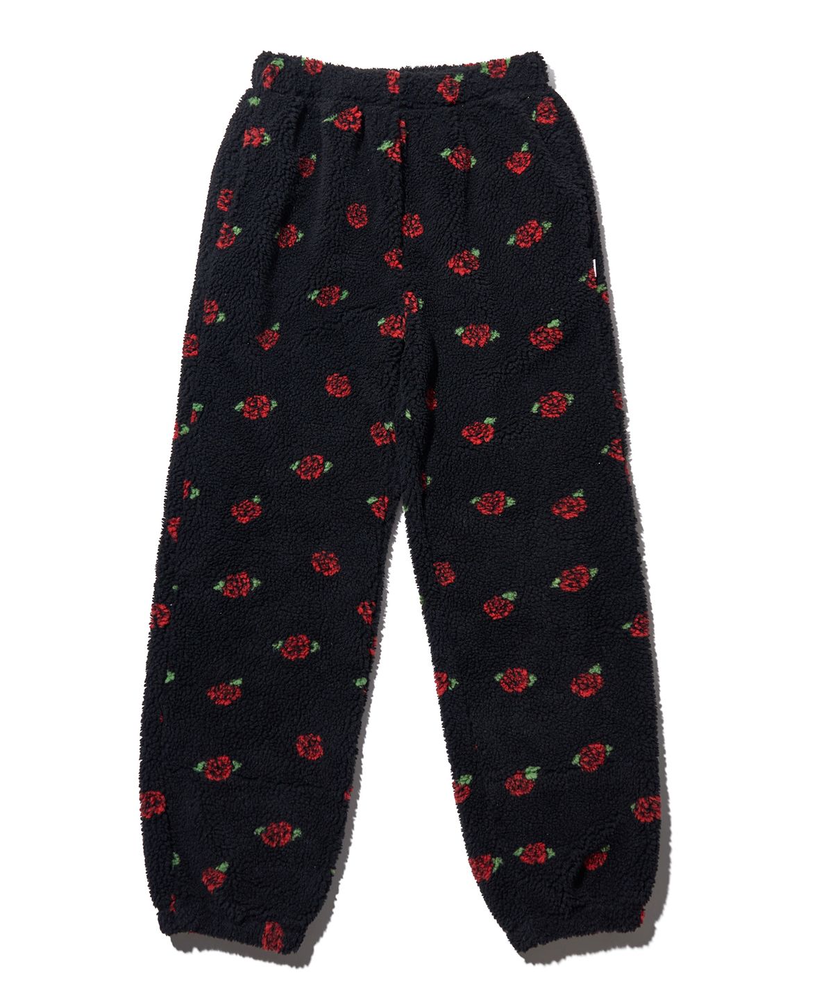 유희(YOUHEE) ROSE PATTERN FLEECE PANTS BLACK