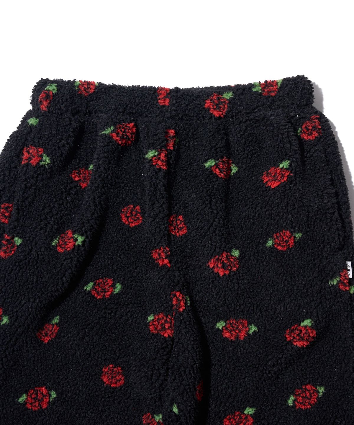 유희(YOUHEE) ROSE PATTERN FLEECE PANTS BLACK