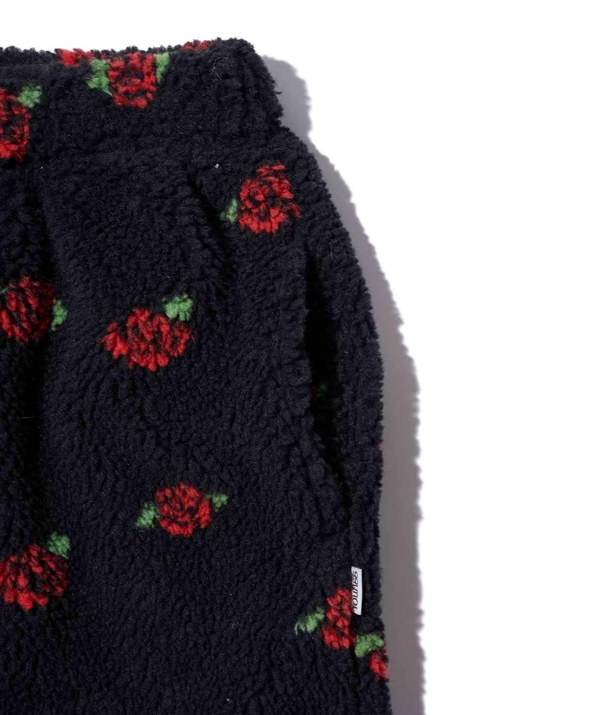 유희(YOUHEE) ROSE PATTERN FLEECE PANTS BLACK