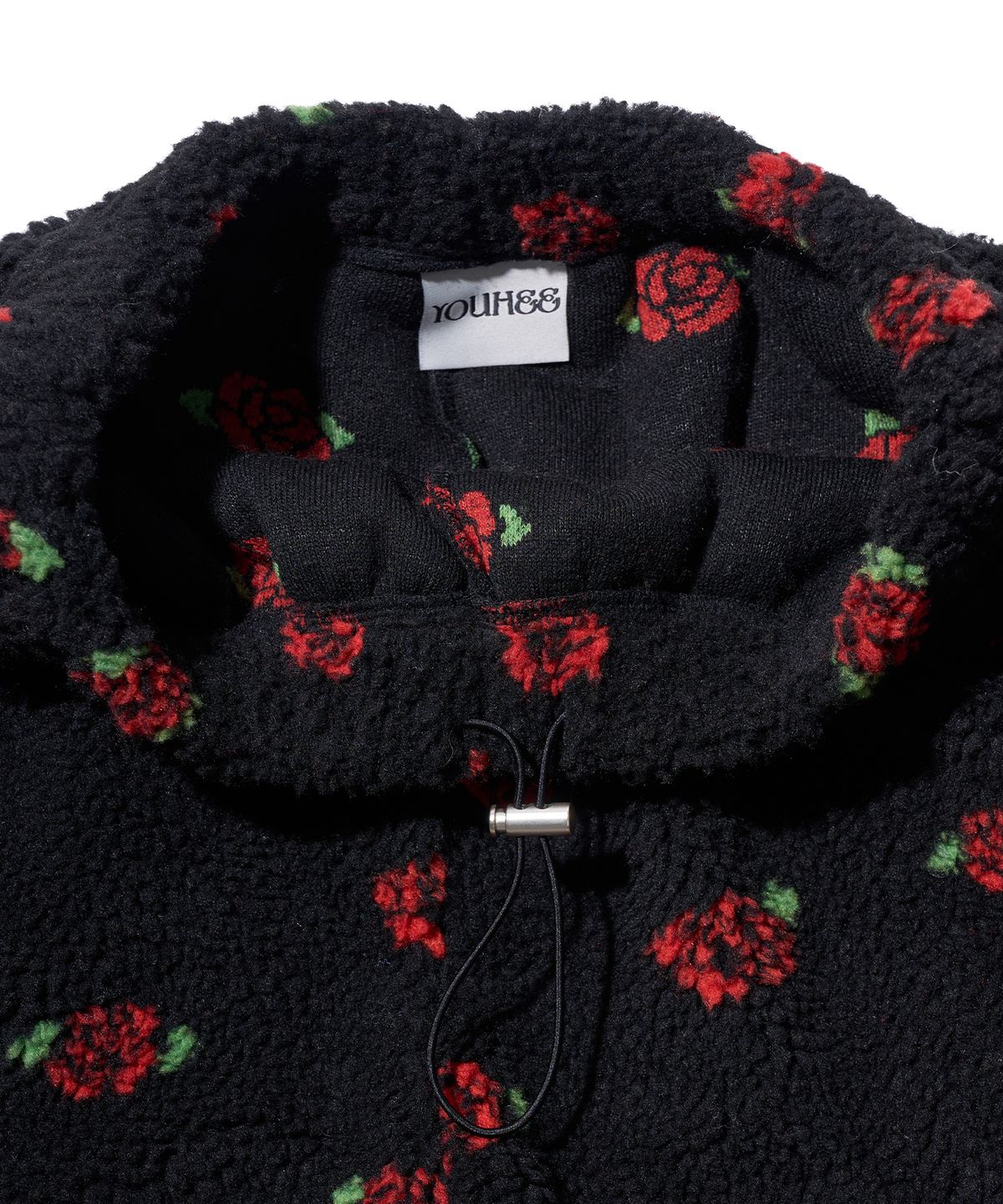 유희(YOUHEE) ROSE PATTERN FLEECE PANTS BLACK