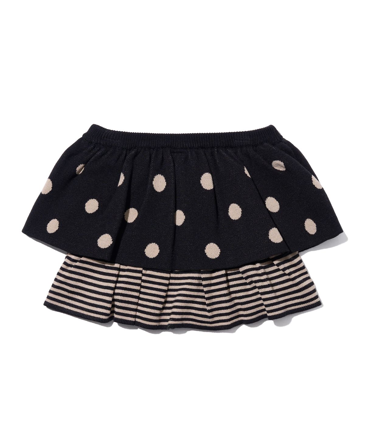 유희(YOUHEE) DOT PATTERN RUFFLE KNIT SKIRT BLACK