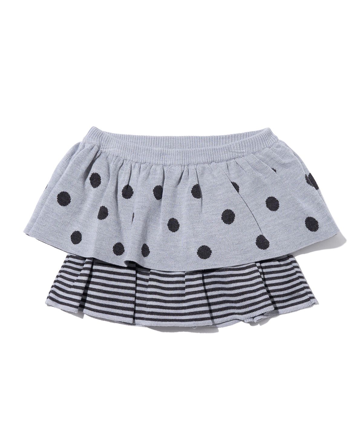 유희(YOUHEE) DOT PATTERN RUFFLE KNIT SKIRT GREY