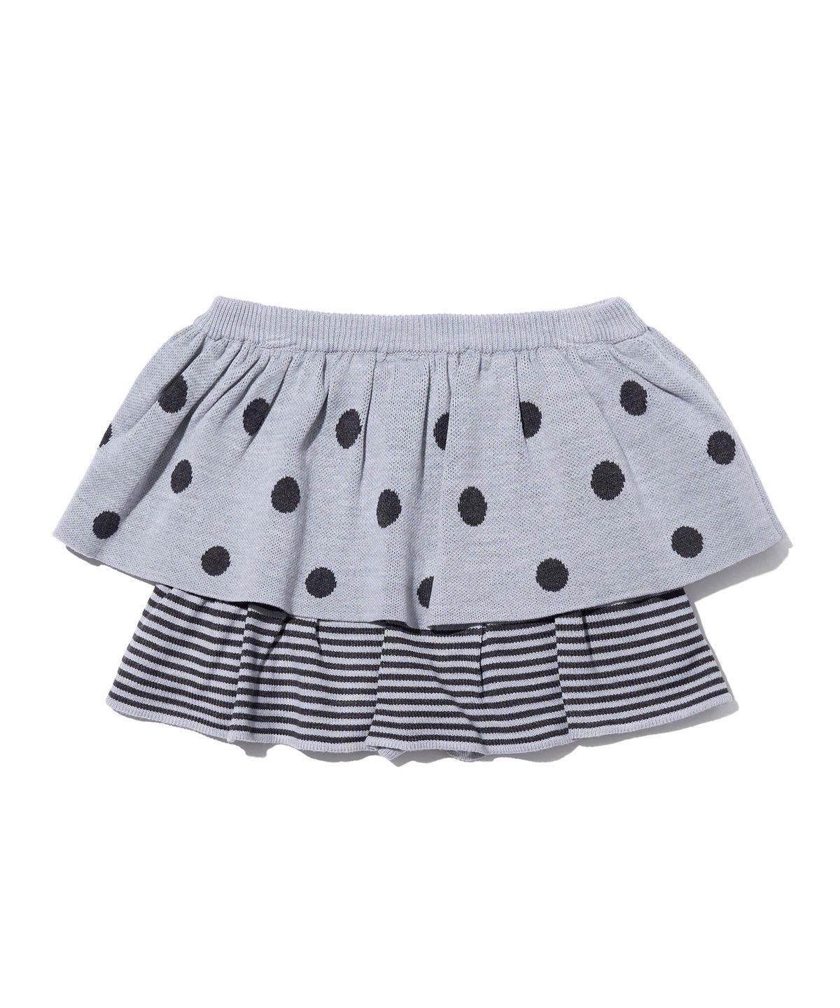 유희(YOUHEE) DOT PATTERN RUFFLE KNIT SKIRT GREY