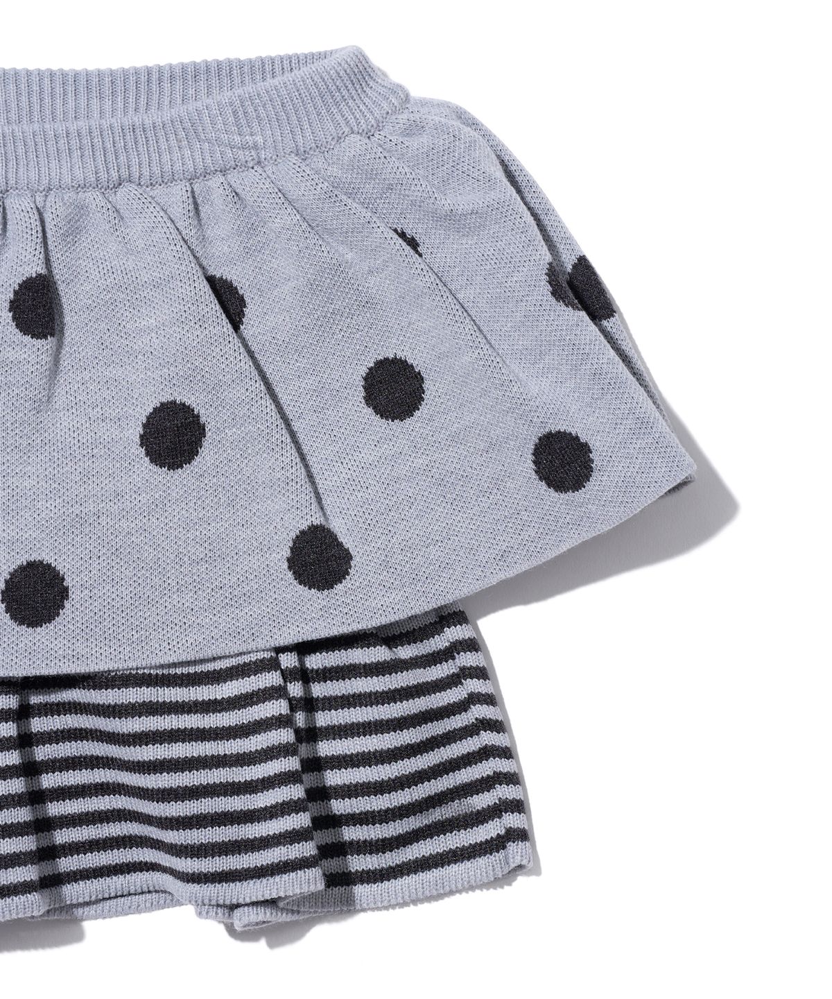 유희(YOUHEE) DOT PATTERN RUFFLE KNIT SKIRT GREY