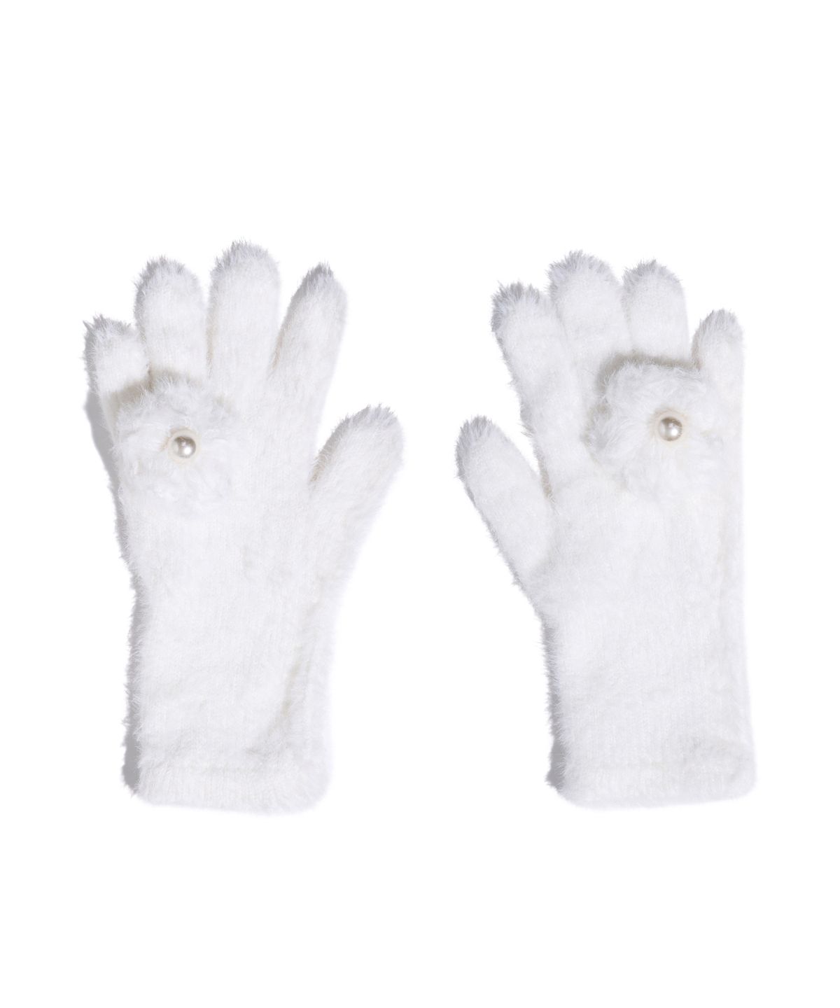 유희(YOUHEE) CORSAGE KNIT GLOVES IVORY
