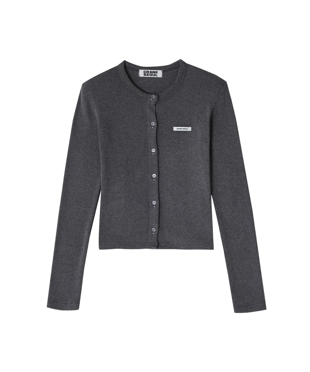 MUSINSA | CRANK Knit Stud Cardigan_Charcoal