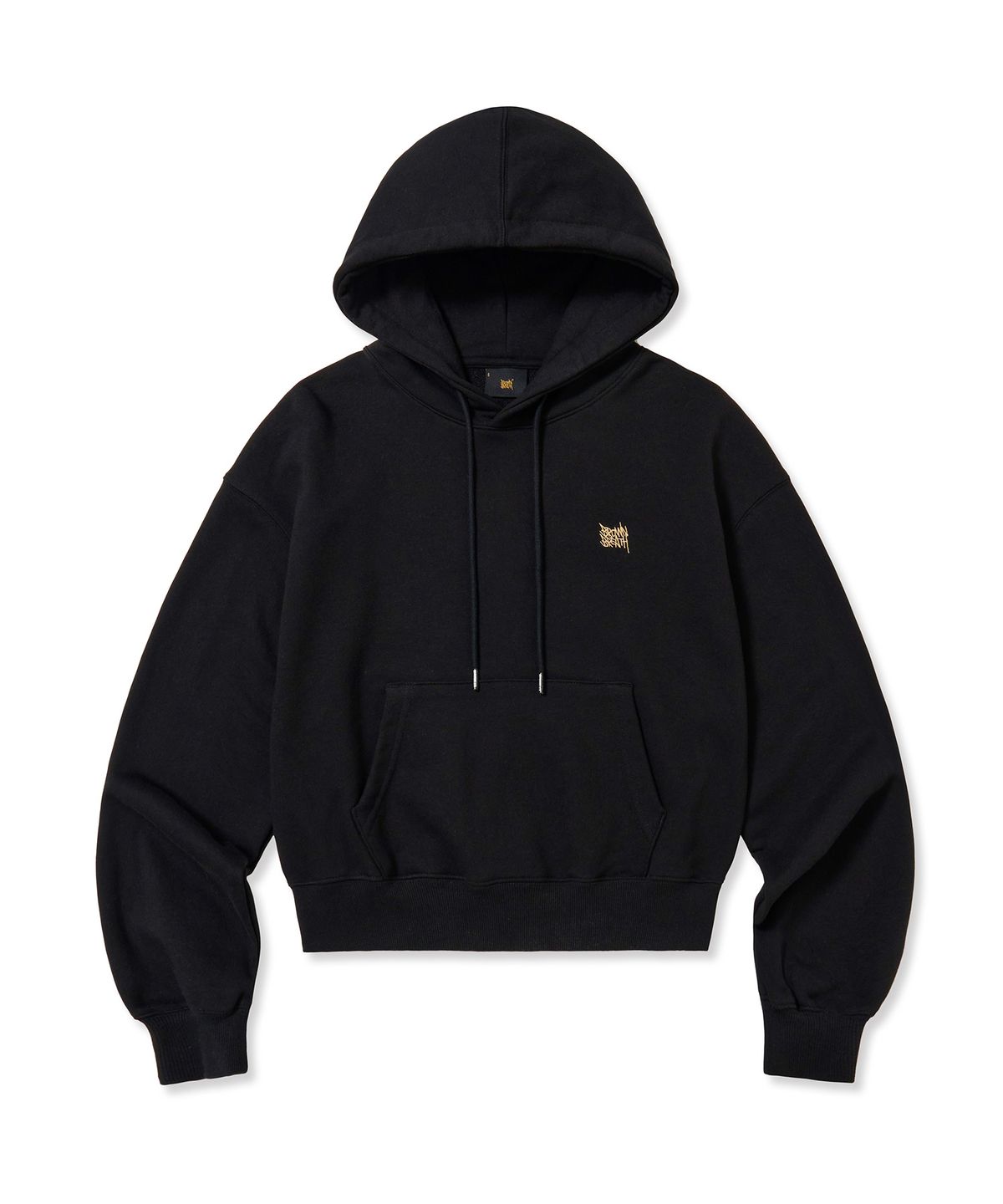 브라운브레스(BROWNBREATH) W LEOPARD TAG CROP HOODIE - BLACK