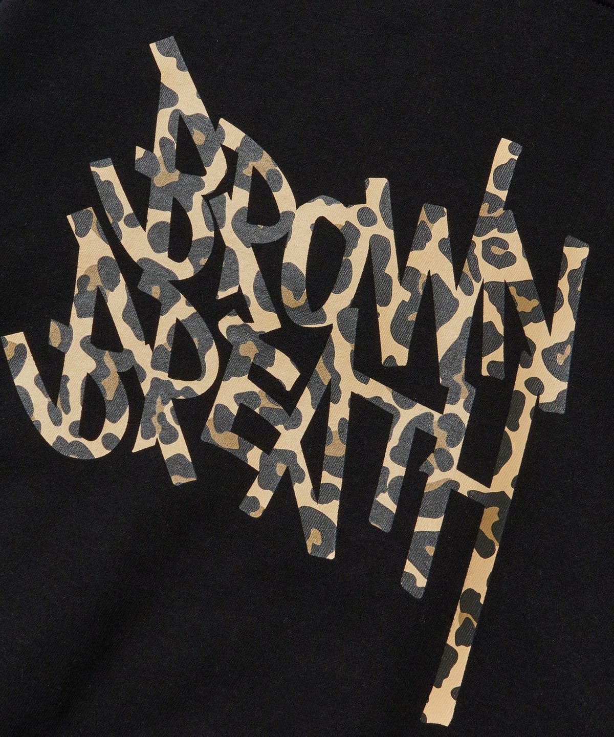 브라운브레스(BROWNBREATH) W LEOPARD TAG CROP HOODIE - BLACK