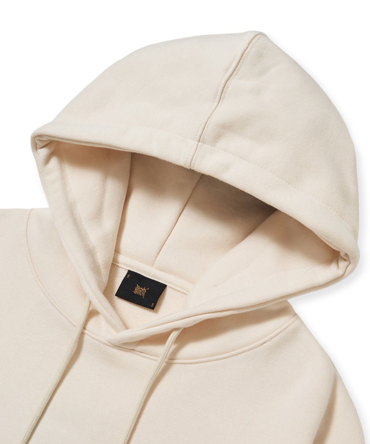 브라운브레스(BROWNBREATH) W LEOPARD TAG CROP HOODIE - CREAM