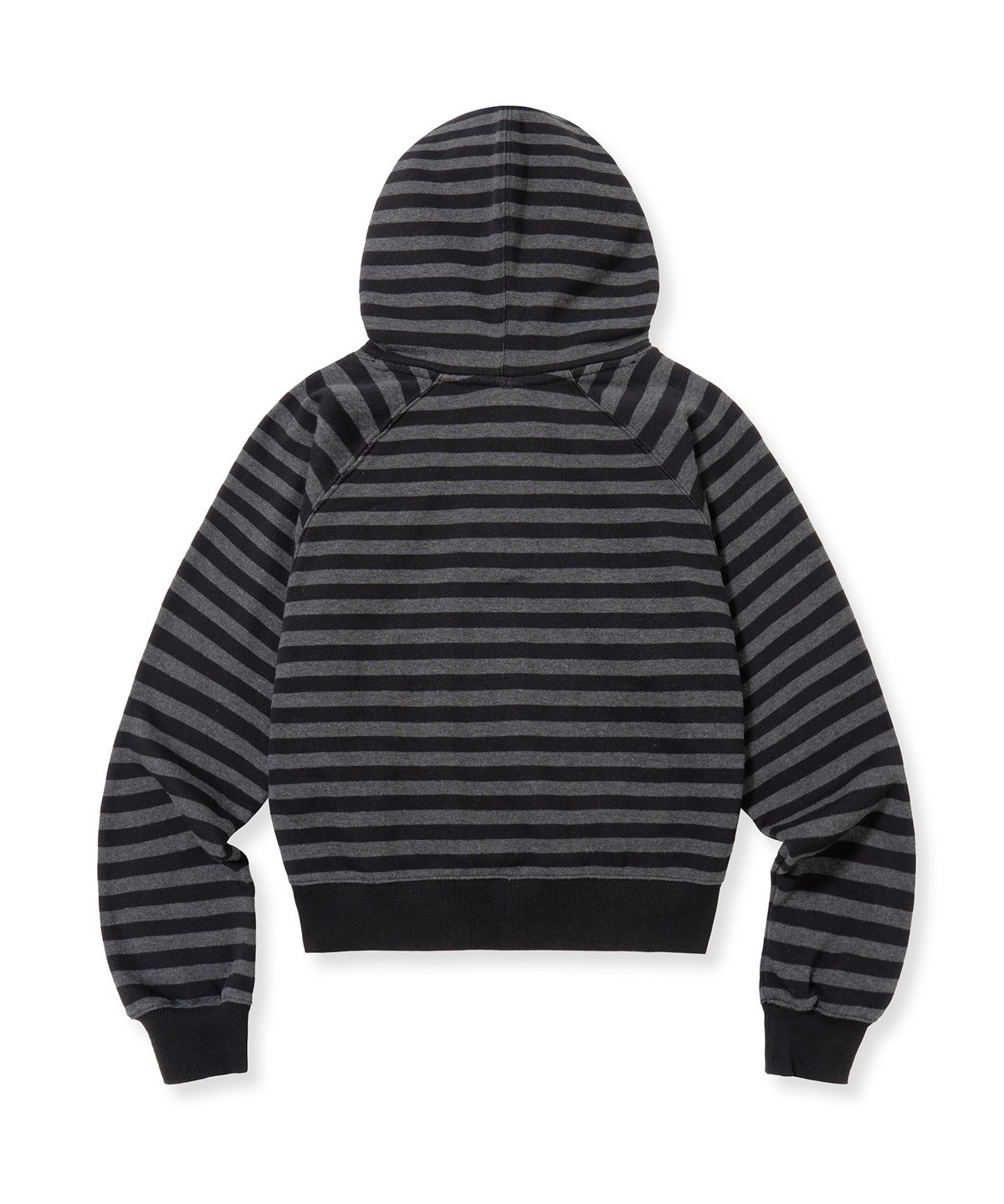 브라운브레스(BROWNBREATH) W STRIPE TAG CROP HOODIE - BLACK/CHARCOAL