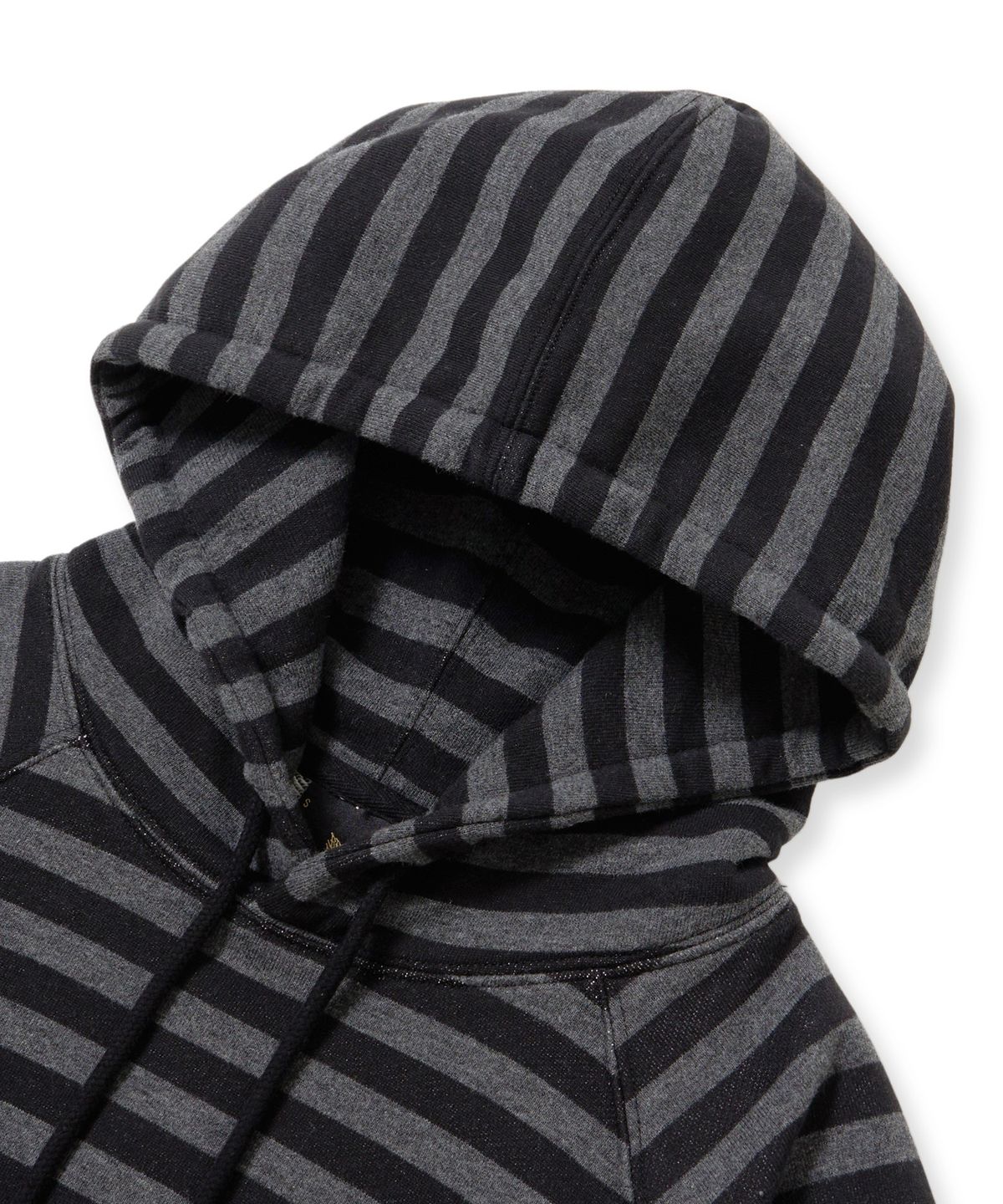 브라운브레스(BROWNBREATH) W STRIPE TAG CROP HOODIE - BLACK/CHARCOAL