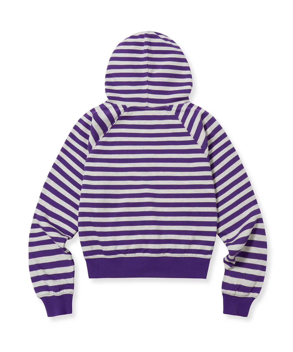 브라운브레스(BROWNBREATH) W STRIPE TAG CROP HOODIE - PURPLE/OATMEAL