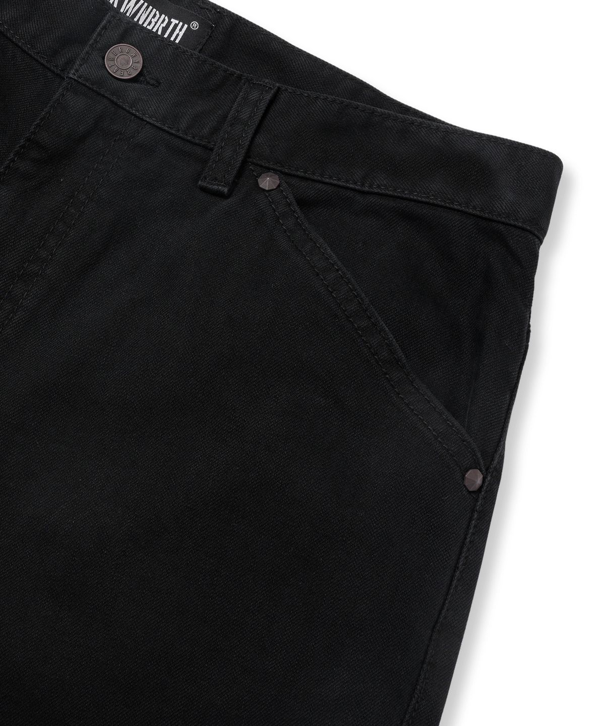 브라운브레스(BROWNBREATH) CURVED DENIM PANTS - BLACK