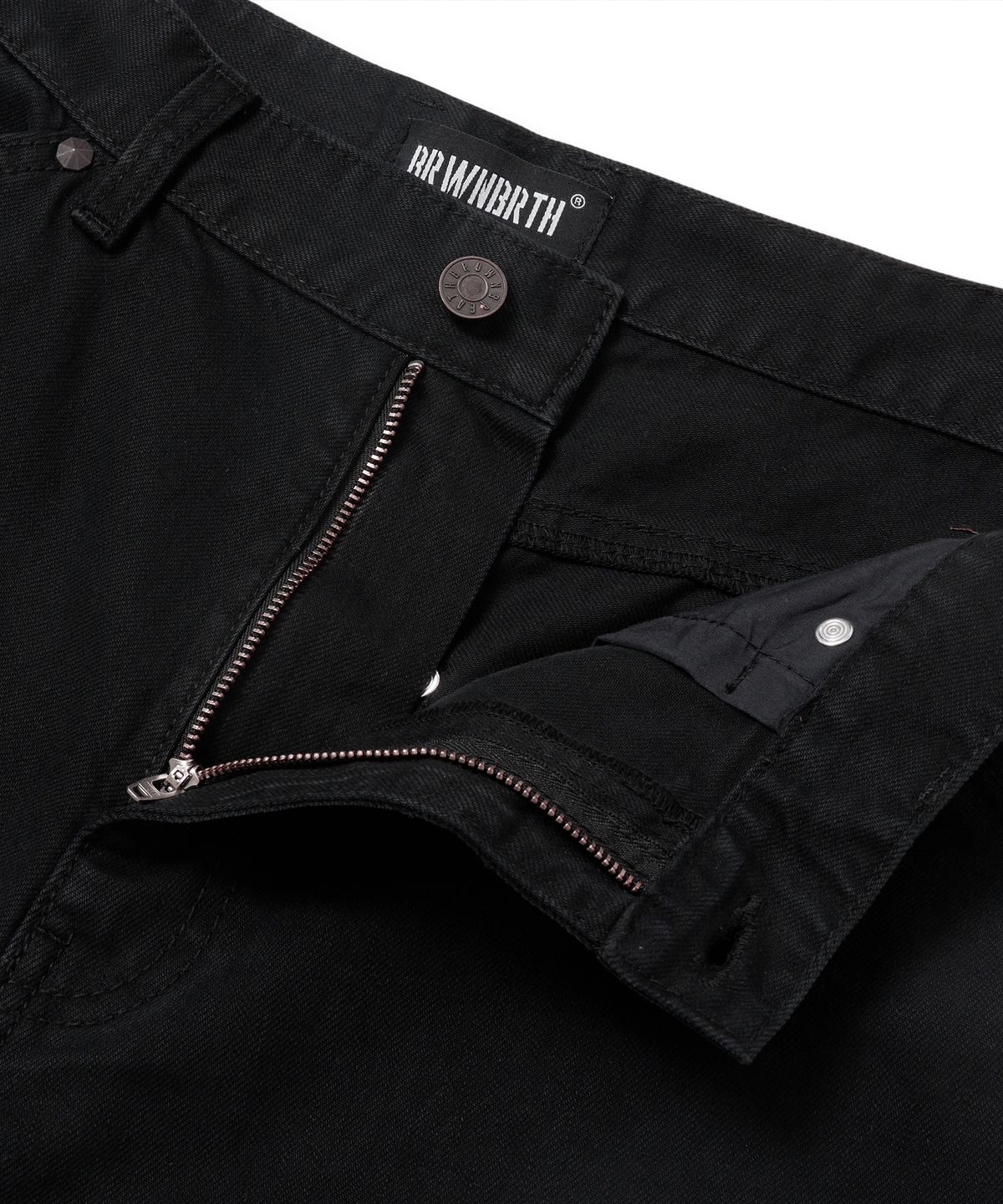 브라운브레스(BROWNBREATH) CURVED DENIM PANTS - BLACK