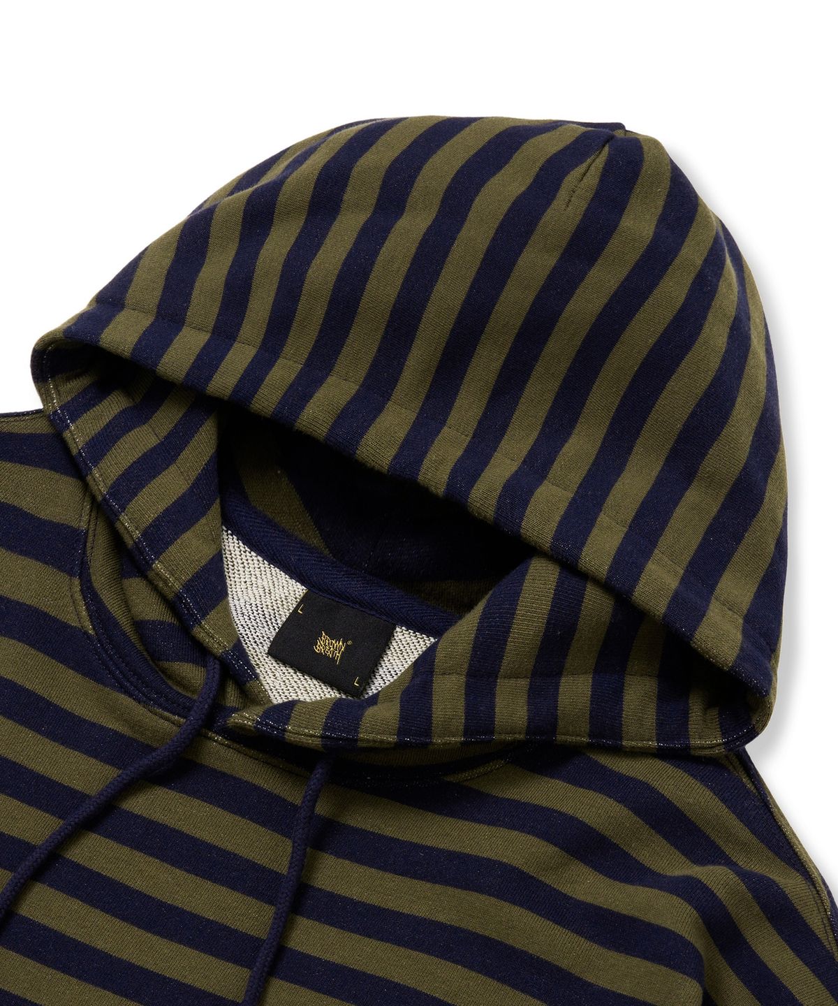 브라운브레스(BROWNBREATH) STRIPE TAG HOODIE - KHAKI