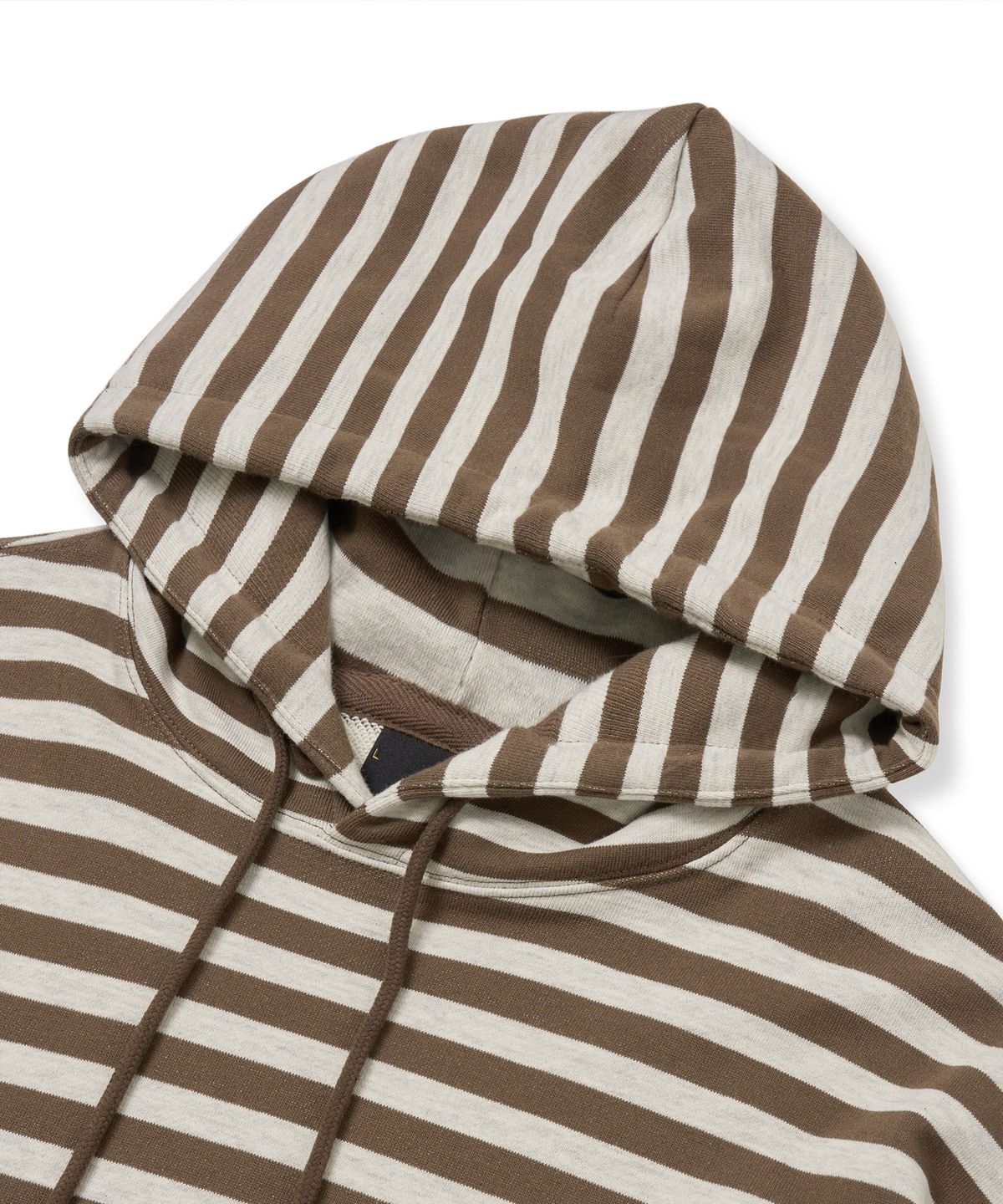 브라운브레스(BROWNBREATH) STRIPE TAG HOODIE - OATMEAL