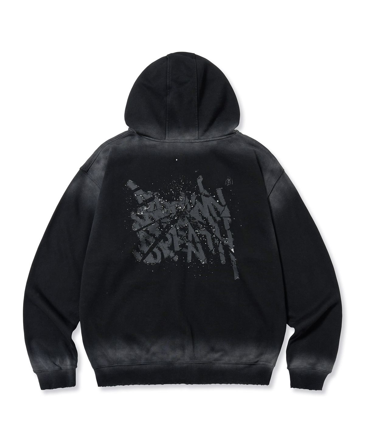 브라운브레스(BROWNBREATH) BROKEN TAG DIRTY HOOD ZIP UP - BLACK